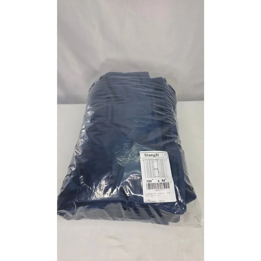 Navy Blue Velvet Curtain Blackout Backdrop Curtains W100 x L84 1 Panel
